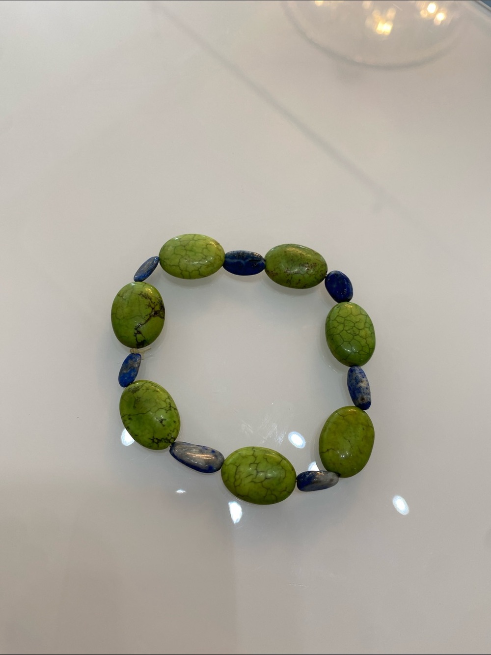 Green and Blue Bead Stone Bracelet